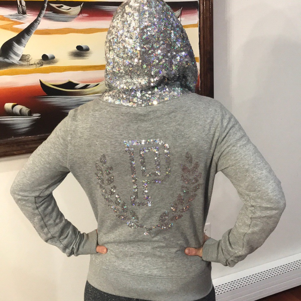 Sequined PINK zip up hoodie!!!!